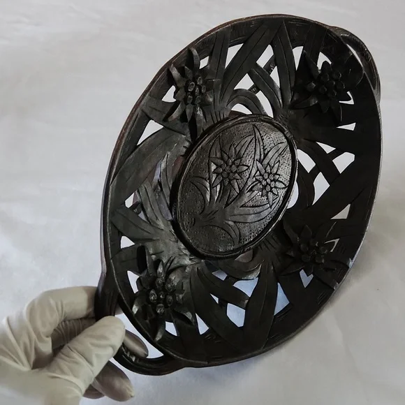 Thorens Lauterbach Walzer Switzerland Musical Carved Wooden Tray Platter - Picture 4 of 14